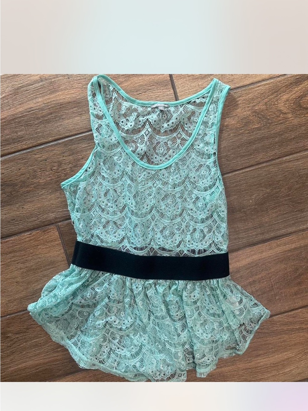 Charlotte Russe Seafoam Crochet Lace Peplum Top